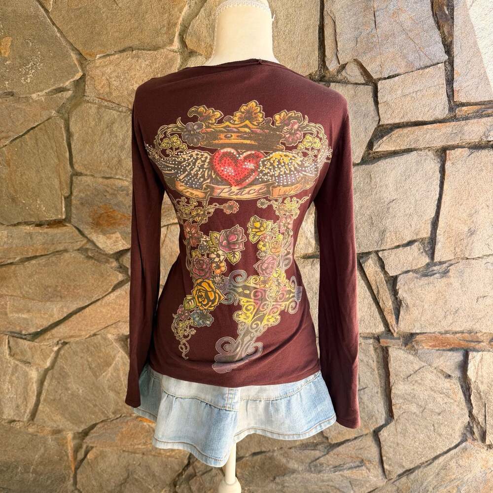Y2K Brown Long Sleeve Top